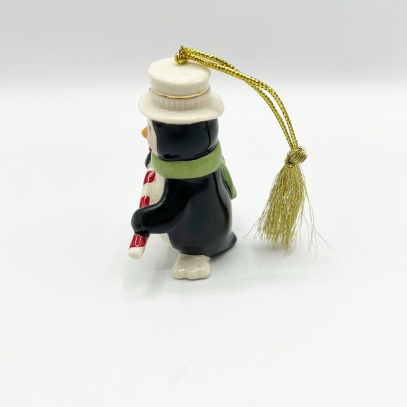 Lenox Very Merry Holiday Porcelain Christmas Penguin Ornament Candy Cane 3.75" - Picture 3 of 8